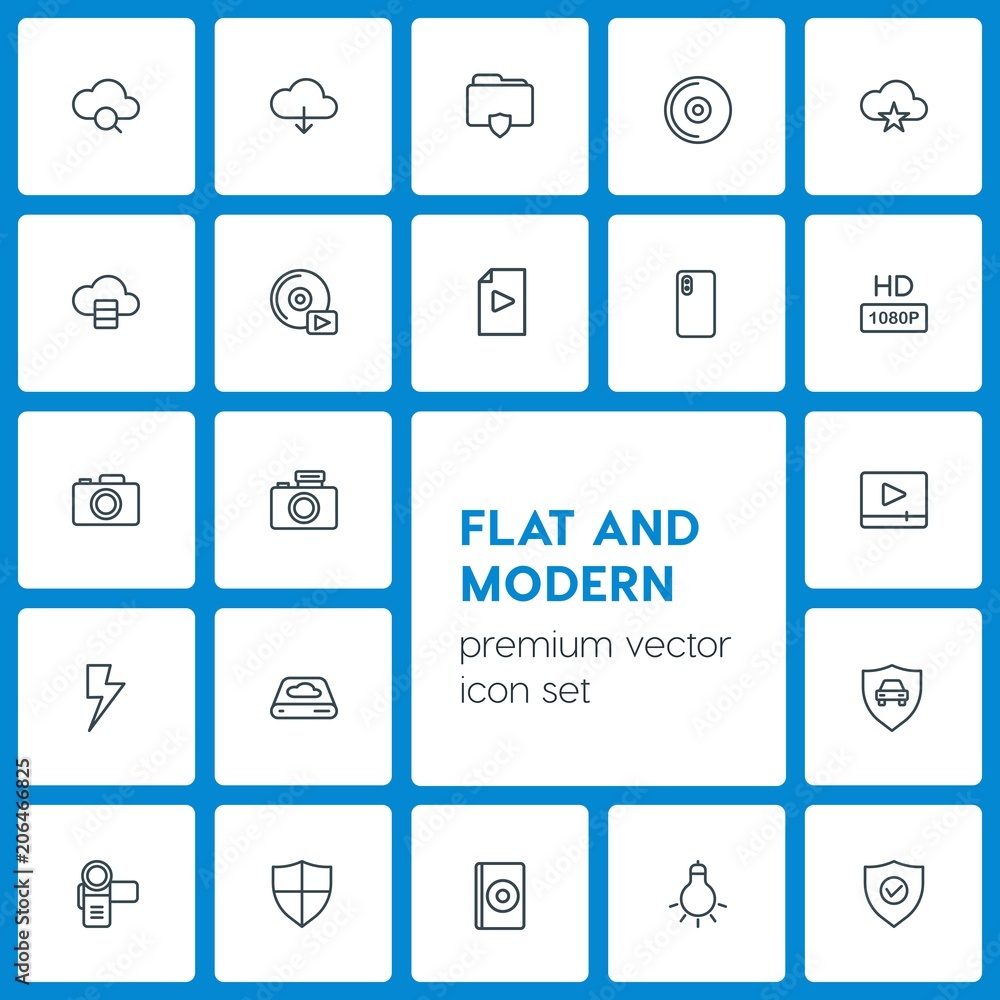 Modern Simple Set of cloud and networking, security, video, photos Vector outline Icons. Contains such Icons as hand, file, music, memory and more on dark background. Fully Editable. Pixel Perfect Modern Simple Set of cloud and networking, security, video, photos Vector outline Icons. Contains such Icons as hand, file, music, memory and more on dark background. Fully Editable. Pixel Perfect