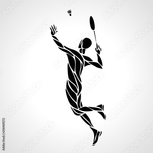 Creative silhouette of abstract badminton player