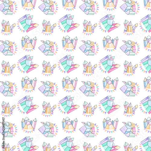 pencil watercolor seamlless pattern school on white background