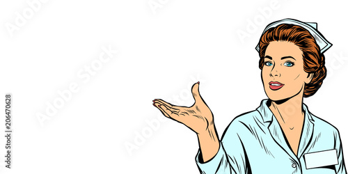 nurse holding gesture isolate on white background
