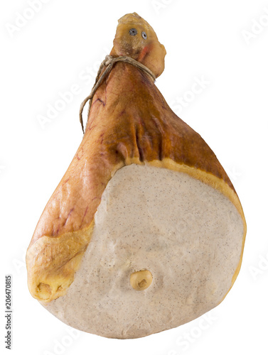 Italian cured ham isolated on white background