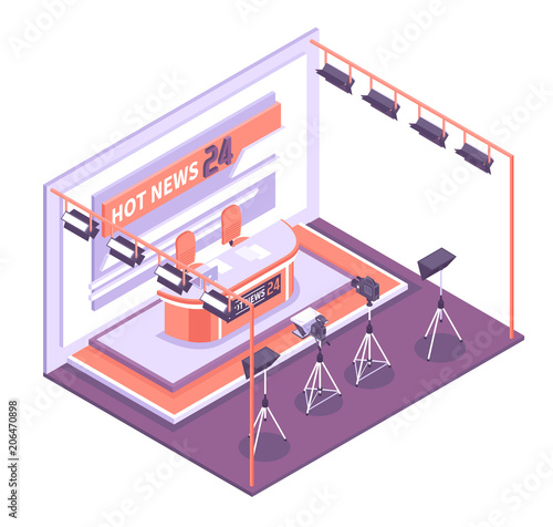 Obraz na plátně Tv Studio Isometric Concept