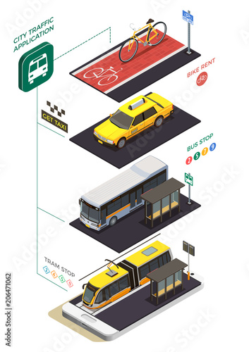 Public Transportation Isometric Concept