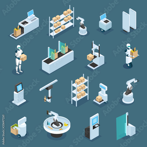 Automated Shops Isometric Icons