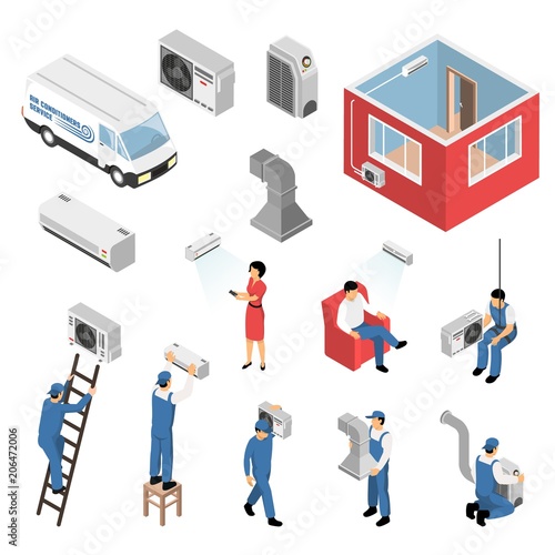 Air Conditioners Isometric Set 