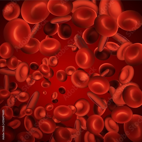 View under a microscope  blood-red blood cells in a living body