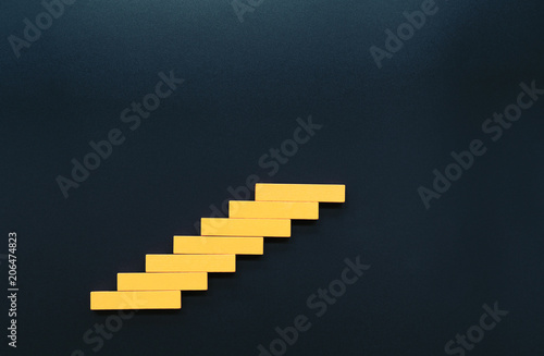 Wooden block stacking as step staircase. Business concept for growth successful. Blank for copy text