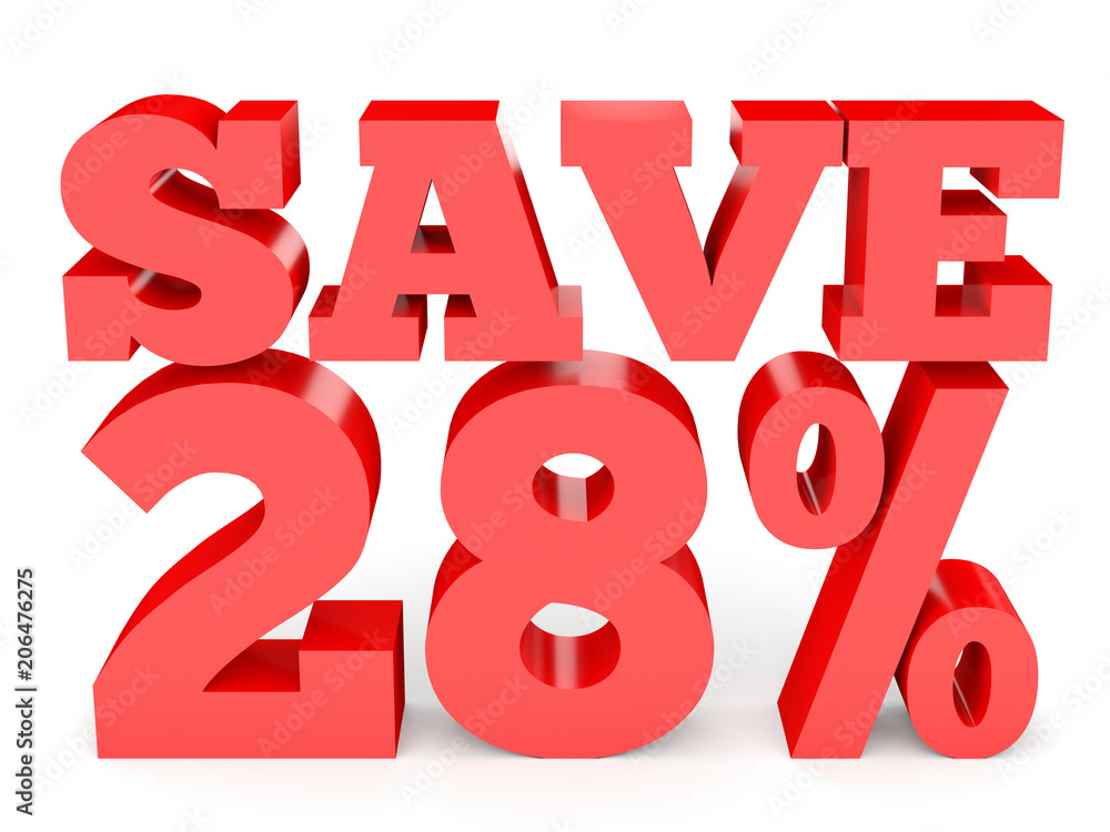 Twenty eight percent off. Discount 28 %.