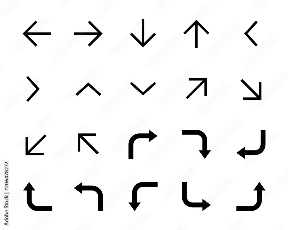 Arrow direction vector illustration simple line icons set, symbols collection, pictogram Arrow direction vector illustration simple line icons set, symbols collection, pictogram