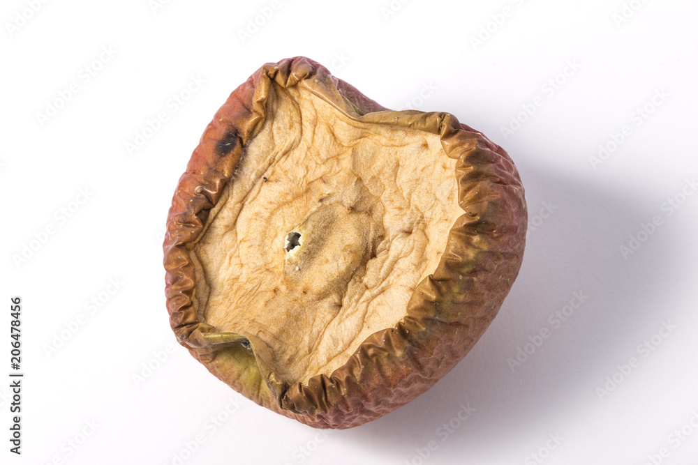 Half a rotten apple on white background Half a rotten apple on white background