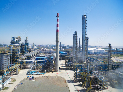  Aerial view at oil and gas industrial,Oil refinery plant form industry,