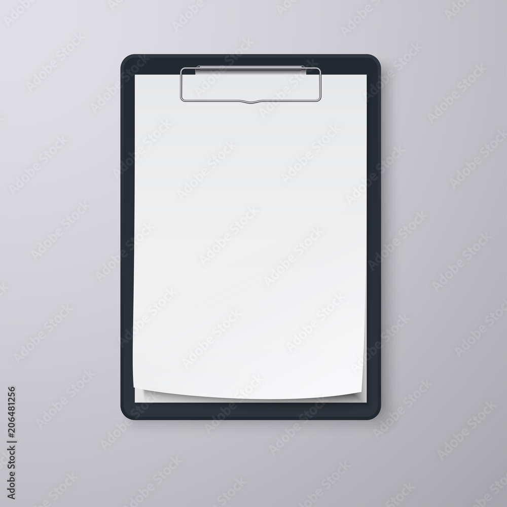 Black clipboard with blank white sheet. EPS 10 Black clipboard with blank white sheet. EPS 10