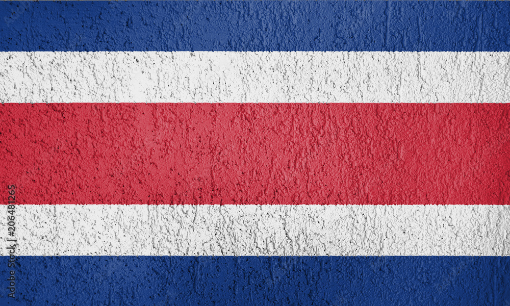 Texture of the Costa Rica flag on a white wall of plaster. Texture of the Costa Rica flag on a white wall of plaster.