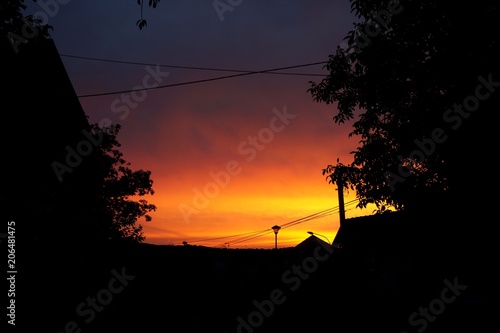 A vibrant sunset after a storm
