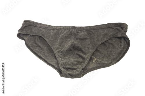 Black underwear, dirty underwear, white background