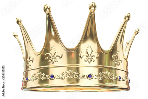 Gold crown isolated on white background - 3D Rendering