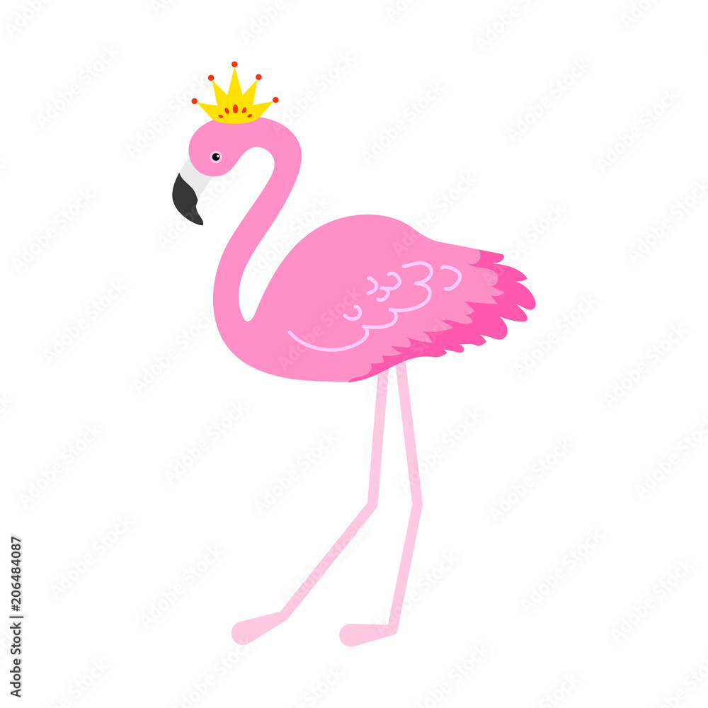 Fototapeta premium Flamingo or tropical birds illustration for party card. Summer exotic background. Vintage cute holiday set.