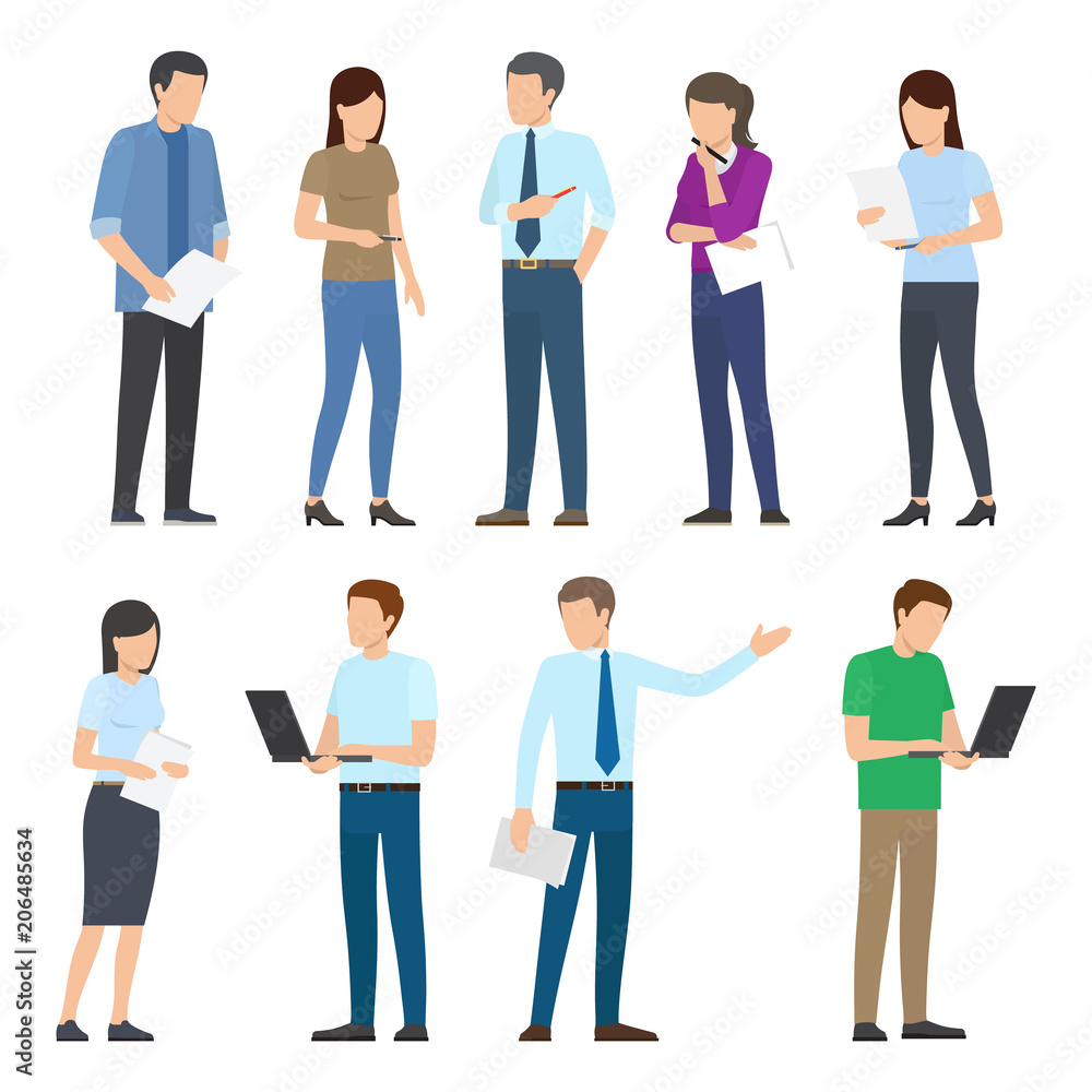 Startup Poster with Business People Men and Women Startup Poster with Business People Men and Women