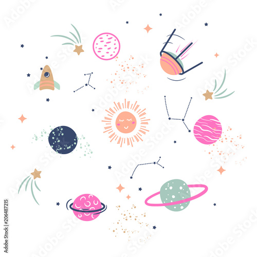 Cute planets vector illustration clipart for kids.