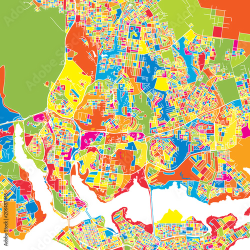 Abidjan, Ivory Coast, colorful vector map