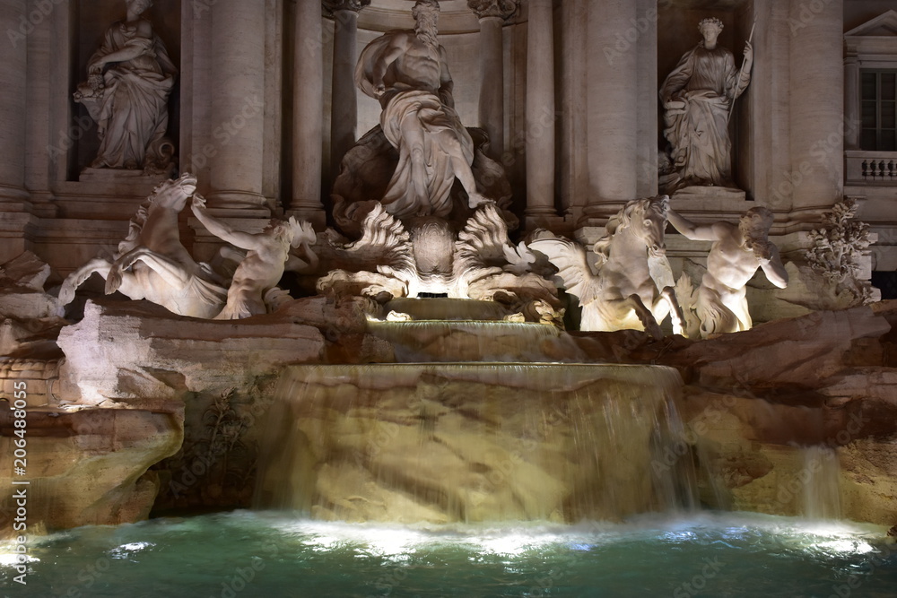  Rome. Trevi Fountain, panorama and details.
