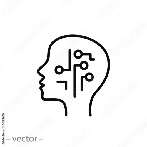 Artificial Intelligence icon, circuit board line sign - vector illustration eps10