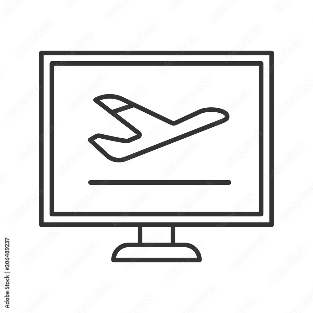 Airplane tickets online booking linear icon Airplane tickets online booking linear icon