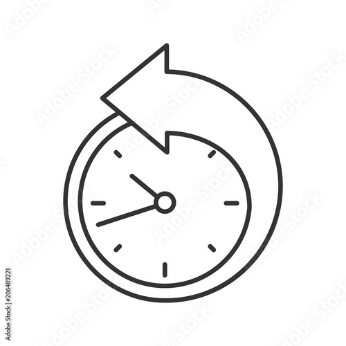 Back arrow around clock linear icon
