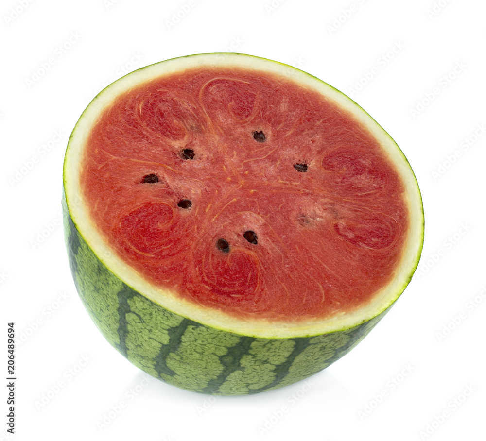 A half of fresh watermelon isolated on white background. A half of fresh watermelon isolated on white background.