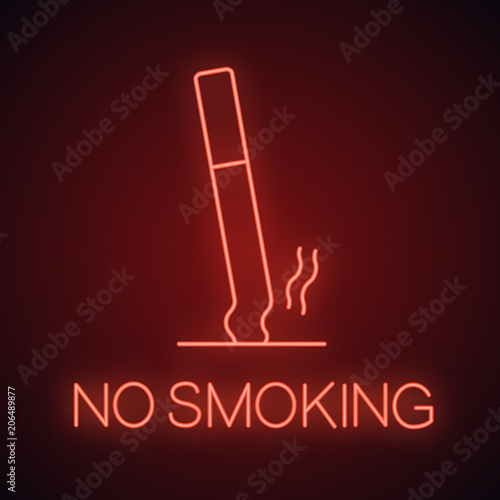 Ashtray with stubbed out cigarette neon light  icon