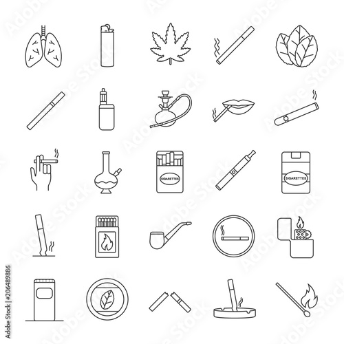 Smoking linear icons set