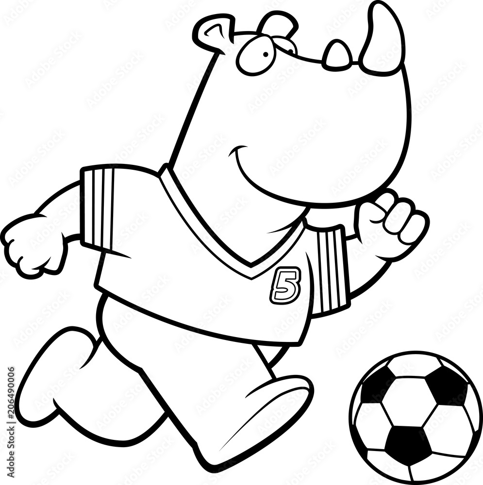 Cartoon Rhino Soccer