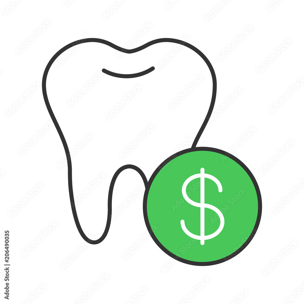 Obraz premium Dental services price color icon