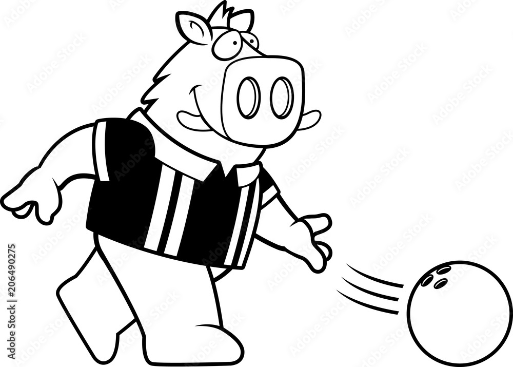 Cartoon Boar Bowling