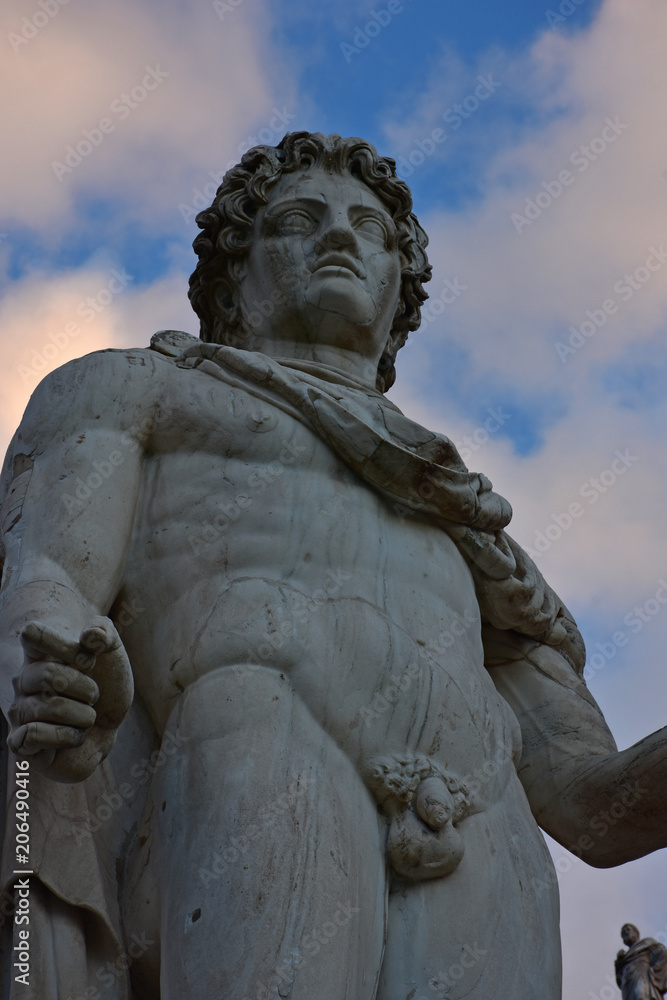 Rome. Panorama, statues and details of Piazza of Campidoglio.