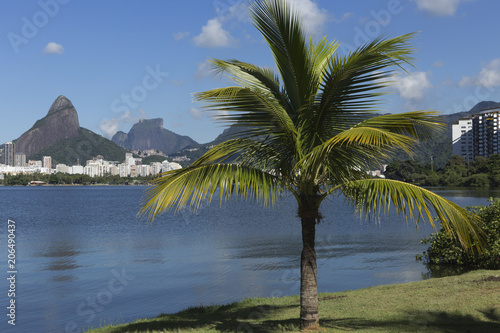 Rodrigo de Freitas Lagoon in Rio de Janeiro Brazil.