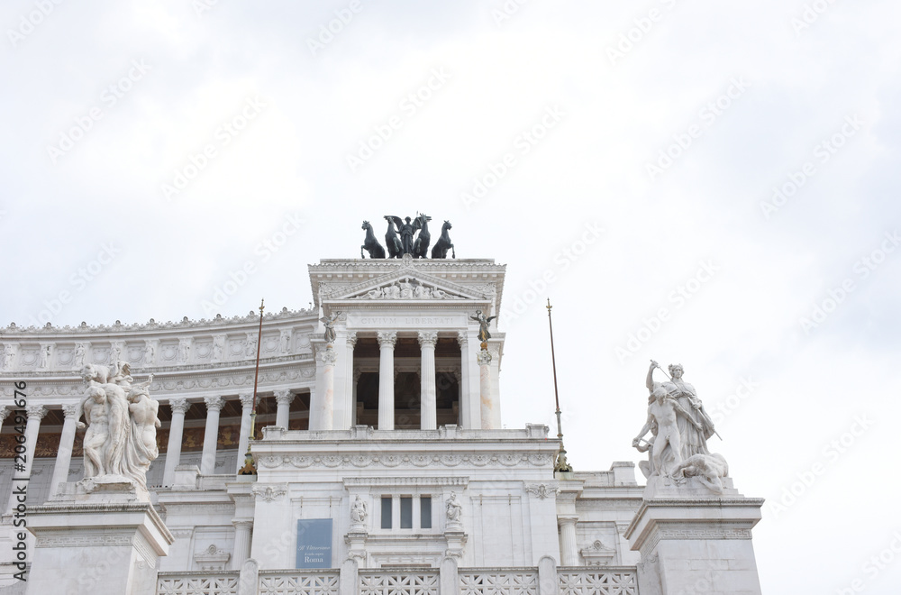 The Altare della Patria or Il Vittoriano, is a monument built in honor of Victor Emmanuel, the first king of a unified Italy, located in Rome. Partial view