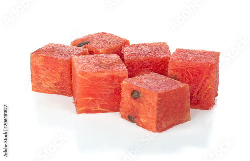 Cube of watermelon. isolated on white background