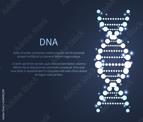 DNA Glittering Icon, Deoxyribonucleic Acid Chain