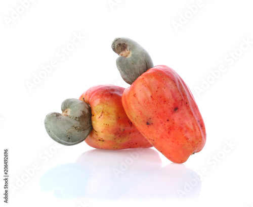 Cashew fruit (Anacardium occidentale) isolated on white background