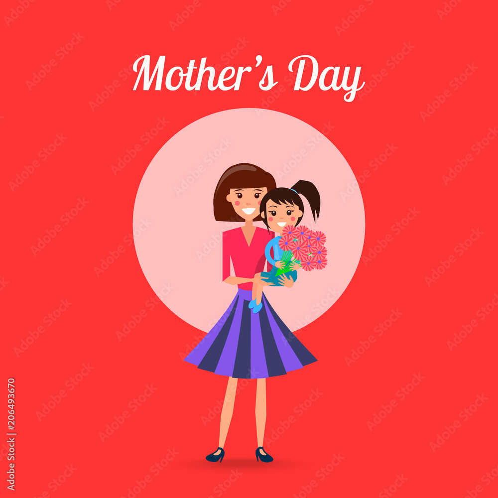 Mothers Day Poster with Woman and Little Girl Mothers Day Poster with Woman and Little Girl
