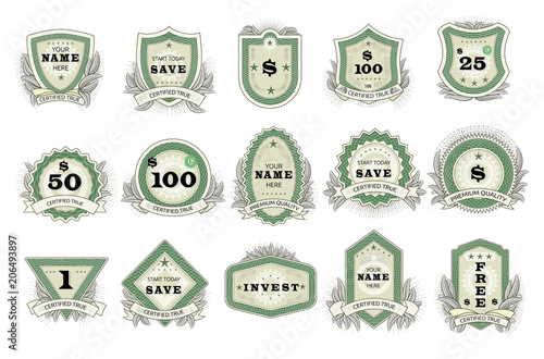 Vintage badge vector retro sticker or premium emblem sign illustration emblem...