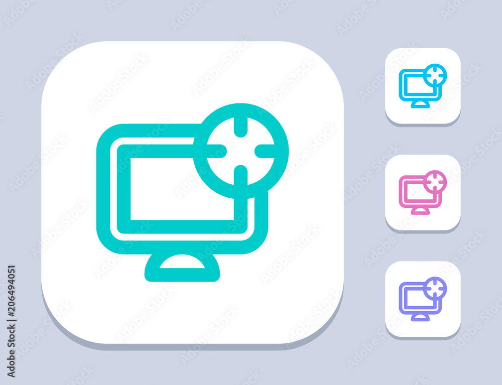 Fototapeta premium Target On Computer - Neon Icons . A professional, pixel-perfect icon.