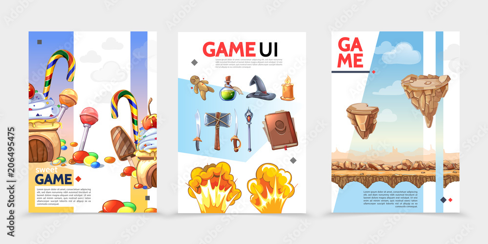 Flat Game UI Posters Flat Game UI Posters