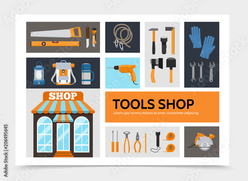 Flat Tools Shop Infographic Concept