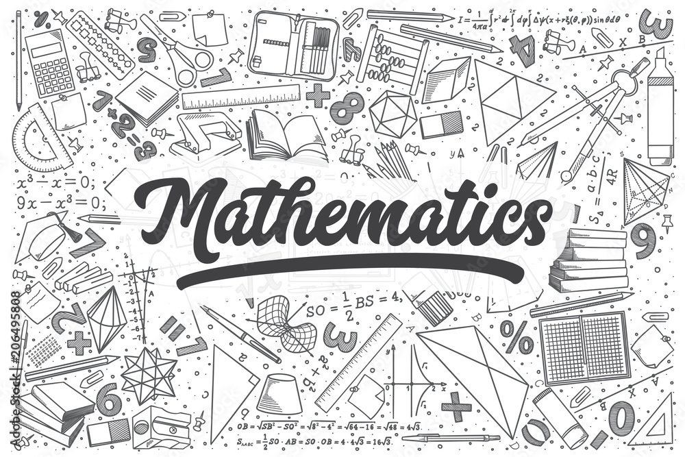 Hand drawn mathematics vector doodle set. - obrazy, fototapety, plakaty 