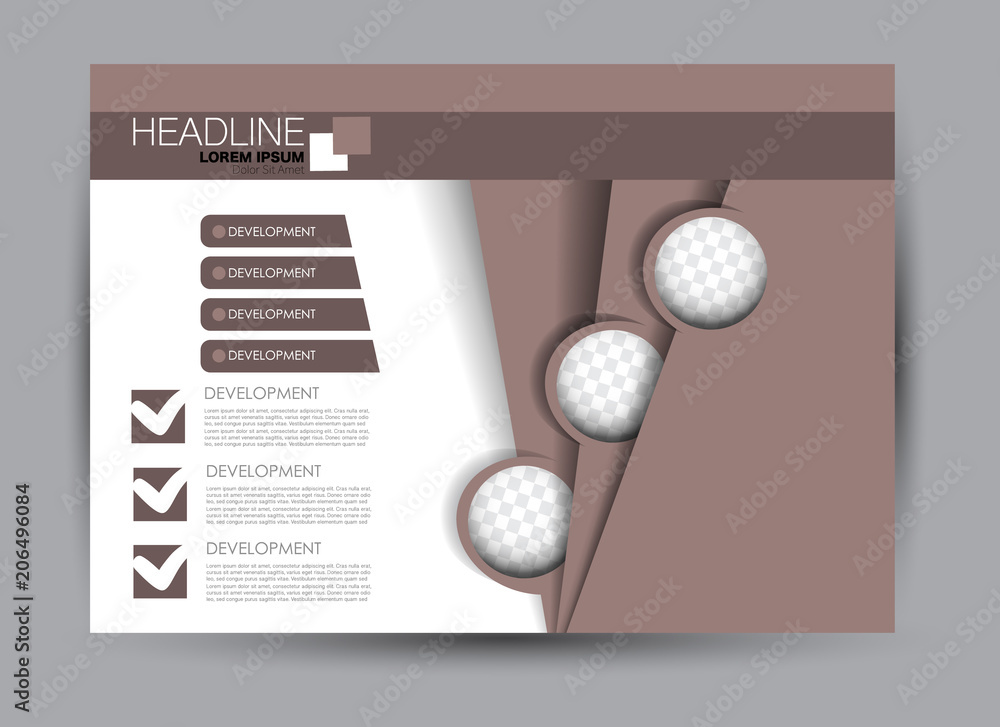Flyer, brochure, billboard template design landscape orientation for education, presentation, website. Brown color. Editable vector illustration. Flyer, brochure, billboard template design landscape orientation for education, presentation, website. Brown color. Editable vector illustration.