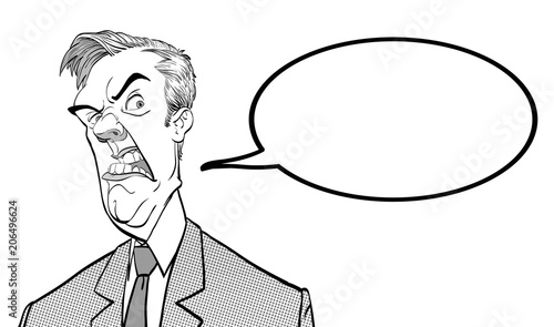 Angry boss. Annoyed politician. Angry man. Bad emotion.