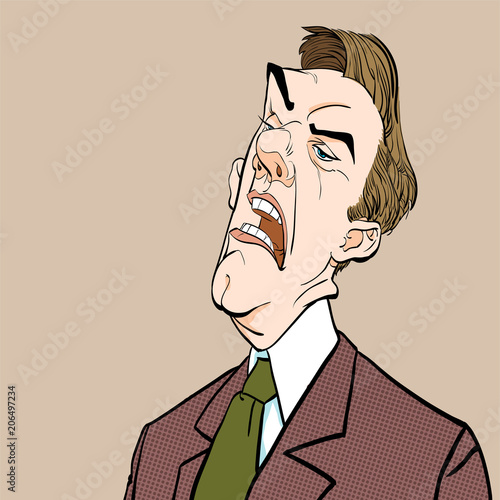 Angry boss. Annoyed politician. Angry man. Speaking politician Vector illustration