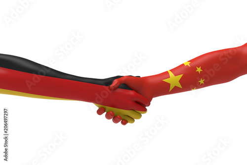 German Chinese Handshake Bilateral talks 3D render